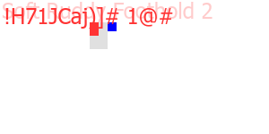 Bright red letters spell out "!H71JCaj)]# 1@#". Behind, in faint semi-transprent red, "Soft Ruddy Foothold 2". Under, three rectangles: red, blue, and gray.