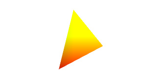 A triangle on a transparent background. The triangle is filled with a gradient that starts out red on the bottom and turns yellow at the top.
